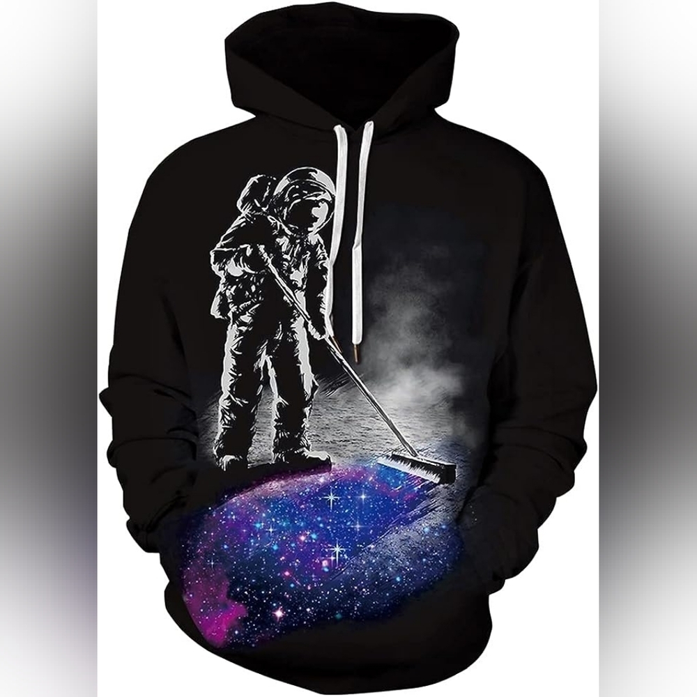 New Men's Graphic Drawstring Hoodie Sweater Multiple Sizes